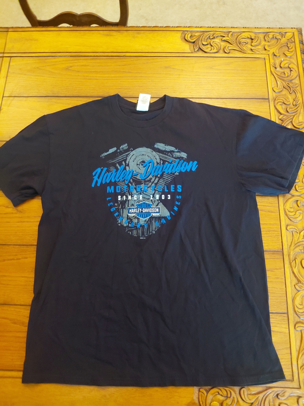 Harley-Davidson Black T-Shirt with Blue Graphic Logo